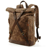 Vintage Oil Wax Canvas Leather Backpack