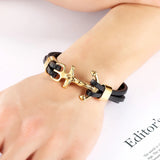 Anchor Multi-Layers Stitching Cross Bracelet