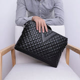 Plaid Embossing Leather Shoulder Bag