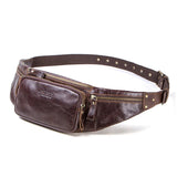 Multiple Zip Compartments Leather Waist Bag