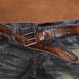 Skull Rivet Decoration Leather Belt