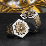 Devil Eyes Hexagon Masonic Ring