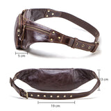 Multiple Zip Compartments Leather Waist Bag