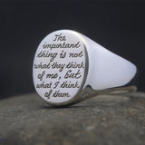 Letter Graving Round Sterling Silver Ring