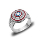 Round Iced Out Rhinestones Shield Ring