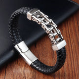 Valor Link Leather Bracelet