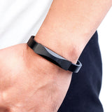 Geometric Stainless Steel Leather Bracelet