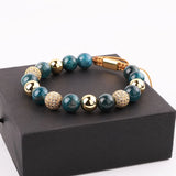 Blue Green Stainless Steel Beaded Bracelet