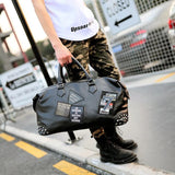 Black Patches Rivet Duffle Bag
