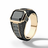 Bold Square Black Rhinestone Ring