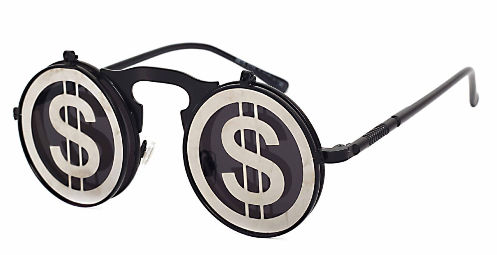 Round Punk Geometric Flip Lens Sunglasses