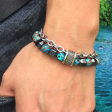 Multi Metal Chian and Beads Bracelet