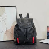 Rivet Black PU Leather Backpack