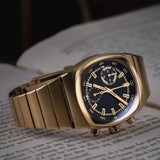 Square Black Dial Gold Watch