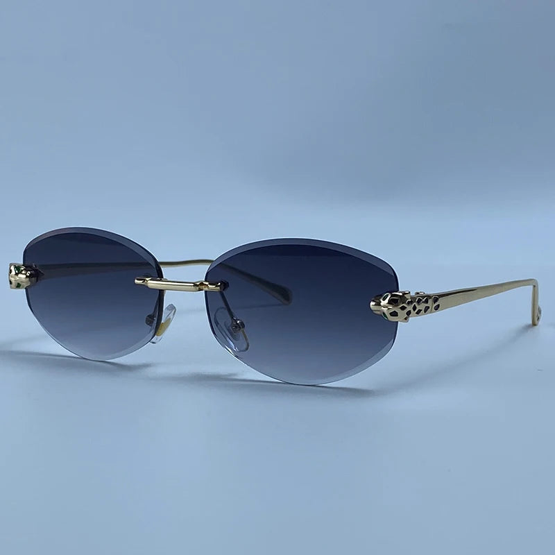 Vintage Lux Rimless Oval Sunglasses