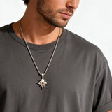 Collier pendentif oeil de tigre en acier inoxydable