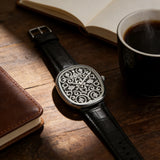 Black Enamel Engraved Watch