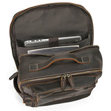 Zippered Front Organizer Leather Backpack