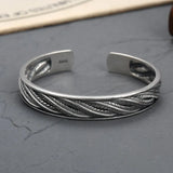 S925 Silver Twist Weave Pattern Cuff Bracelet