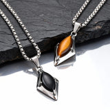 Geometry Obsidian Edge Pendant Necklace