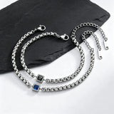 Square Blue Black Stone Bracelet
