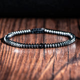 Black Silver Beaded Stones Bracelet