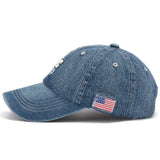 American Flag Patch Denim Baseball Cap