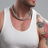 قلادة رمادية مستديرة من الفولاذ المقاوم للصدأ