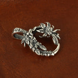 Relief Lily Flowers Circle Pendant