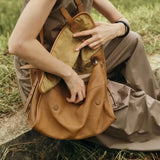 Soft Split Leather Solid Messenger Bag