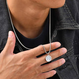 Round Natural Stone Steel Necklace