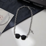Mini Sunglasses Cross Chain Necklace