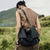 Soft Split Leather Solid Messenger Bag