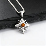 Collier pendentif oeil de tigre en acier inoxydable