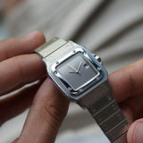 Numberless Silver Square Style Watch