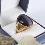 Simple Black Oval Black Stone Ring