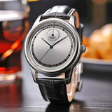 Black Leather Numberless Classy Watch