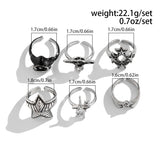 Punk Geometric Adjustable Ring Set