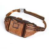Bolso bandolera de cuero retro con acabado envejecido