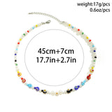 Bunte Blumenmuster-Acrylperlen-Halskette