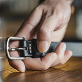 Rugged Black Leather Belt