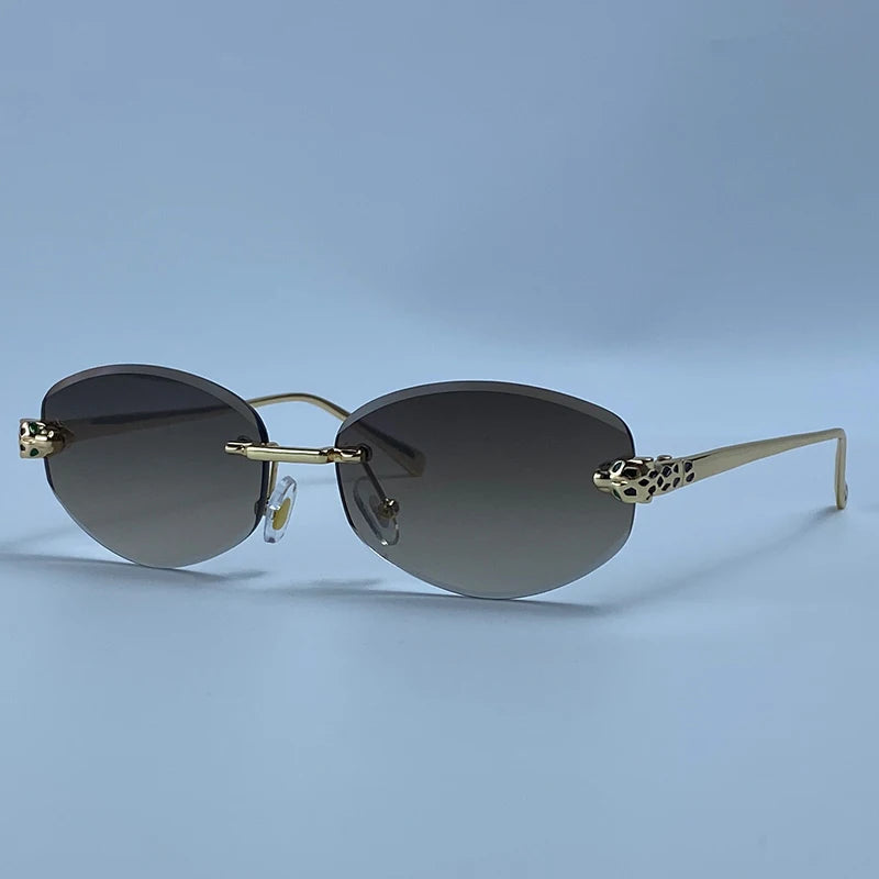 Vintage Lux Rimless Oval Sunglasses