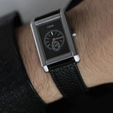 Rectangle Numberless Dial Leather Watch