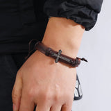 Retro Metal Cross Leather Bracelet