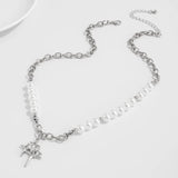 Pearl Beaded Cross Pendant Necklace