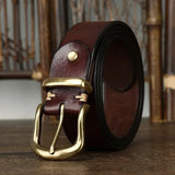 Vintage Solid Shiny Leather Pin Belt