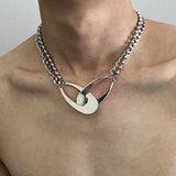 Punk Double Loop Cross Choker Necklace