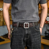 Retro Distressed Stone Pattern Belt