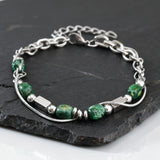 Green Natural Stacked Steel Bracelet