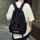 Drawstring Solid Nylon Backpack
